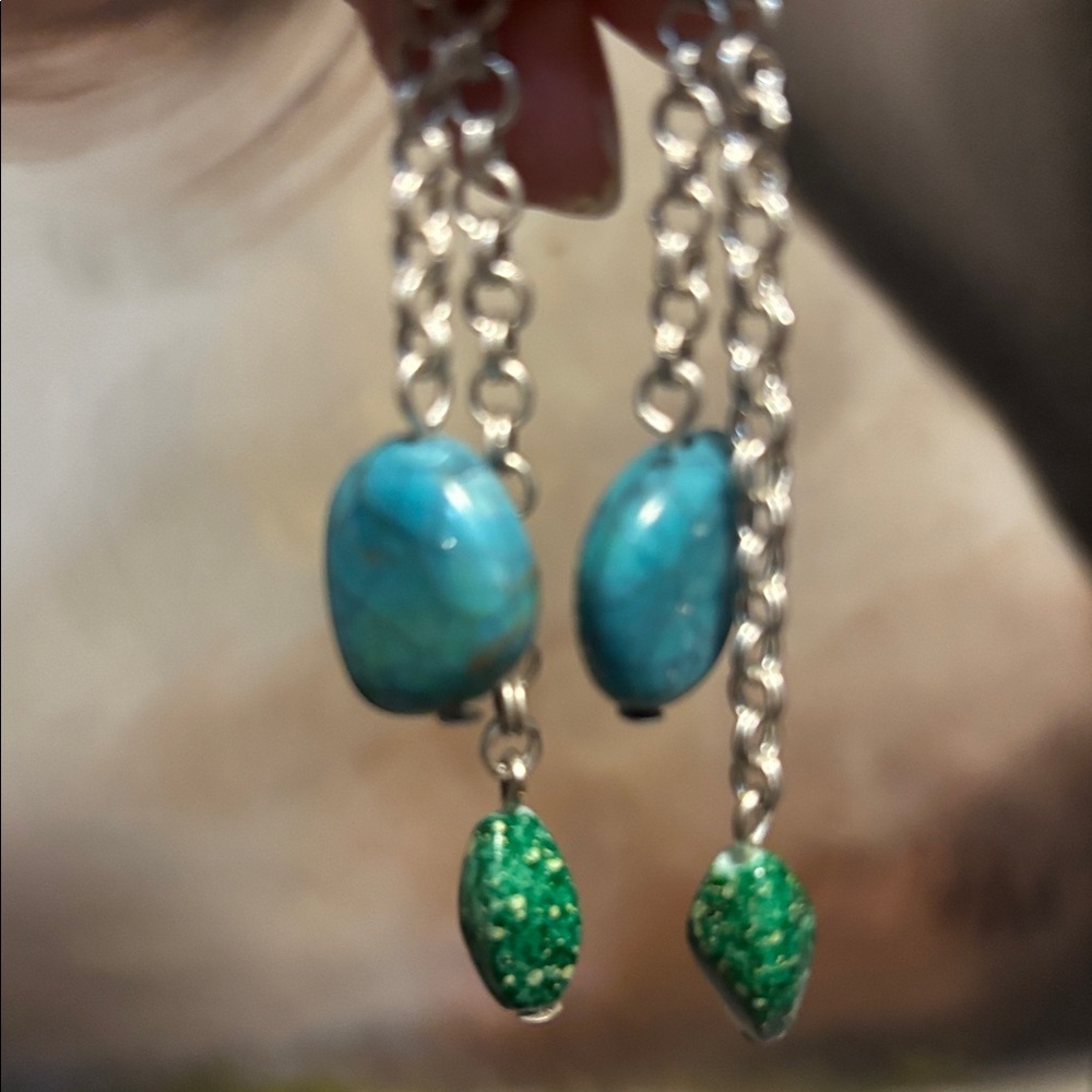 Turquoise and green earrings